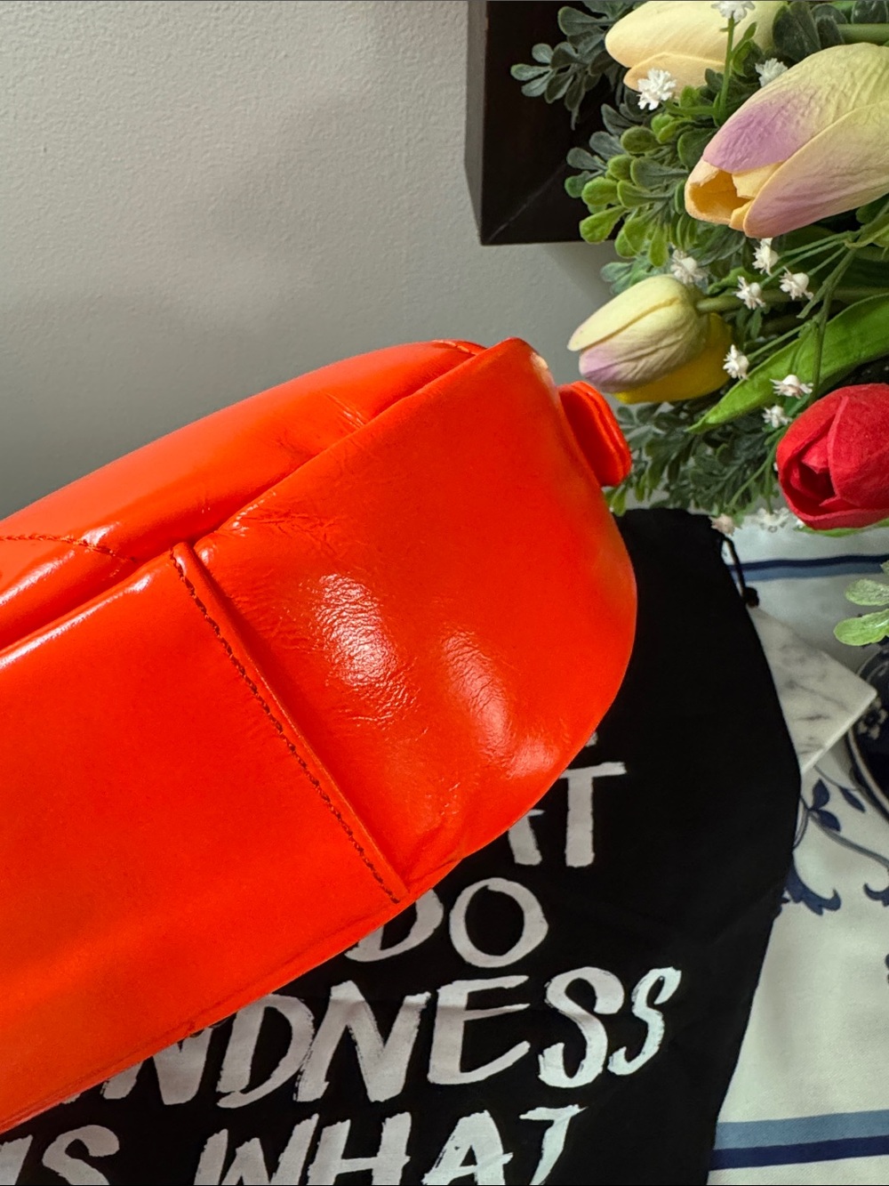 Kurt Geiger Kensington Puff Crescent Shoulder Bag Orange - Picture 8 of 10
